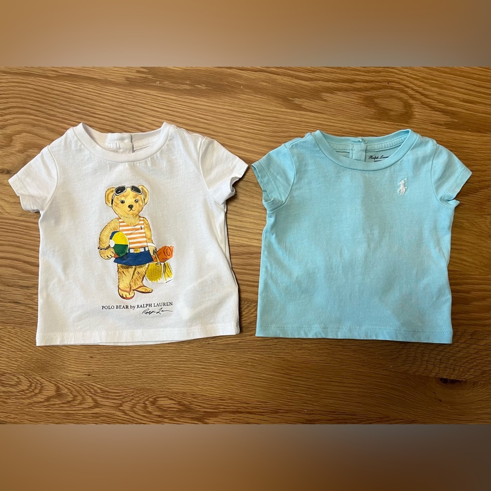 POLO by Ralph Lauren Baby Girl T-Shirt Bundle - Polo Bear Graphic, 3-6 months